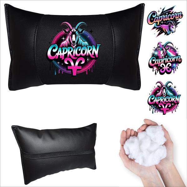 CAPRICORN- 1 Paar Auto Nackenkissen 20x30cm Nackenpolster mit Druck Astrologie ZODIAC STERNZEICHEN HOROSCOPE - Kopie